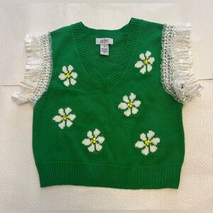 Just Polly with handmade embellishments Green Sweater Vest w/Floral Design
Med